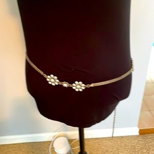 Adjustable  chicos chain belt with crystal trim. 49” total
